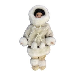 NATIVE ALASKAN / INUIT Eskimo DOLL Porcelain Moulded Fiber
